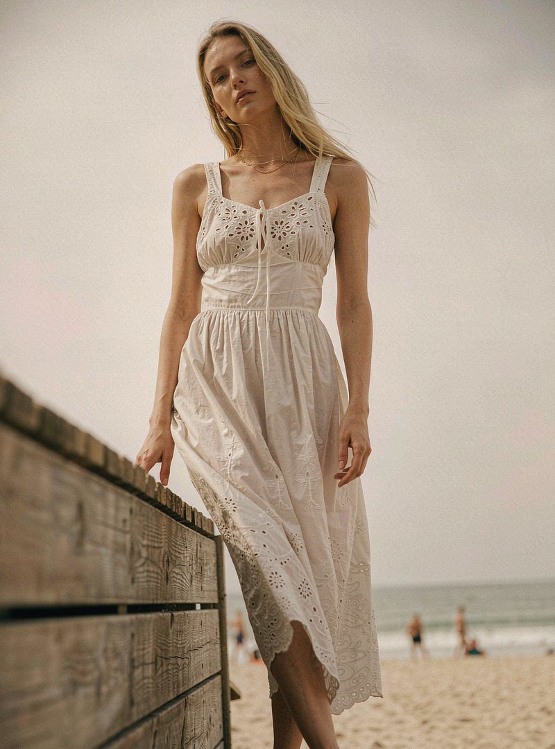 Cleo Broderie Sundress — White